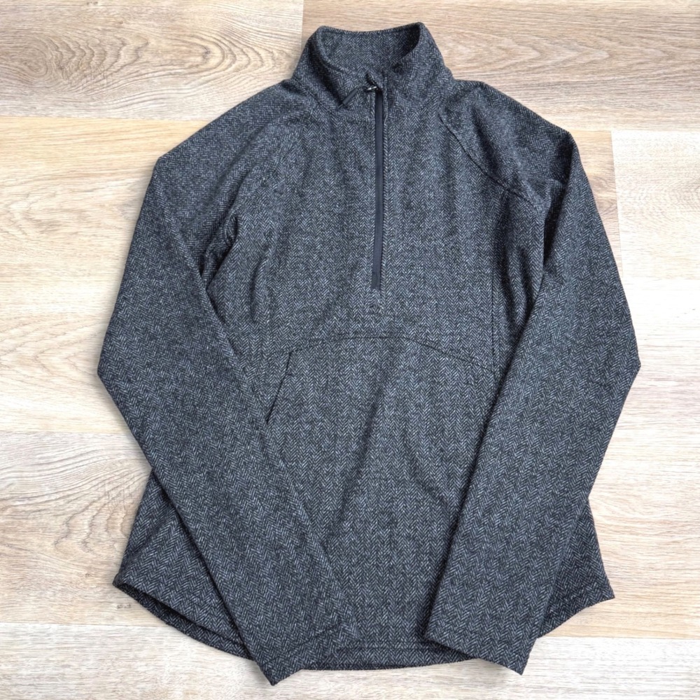 Kyodan Grey Herringbone Quarter Zip Pullover Womens Size P/S Outdoor Gorpcore